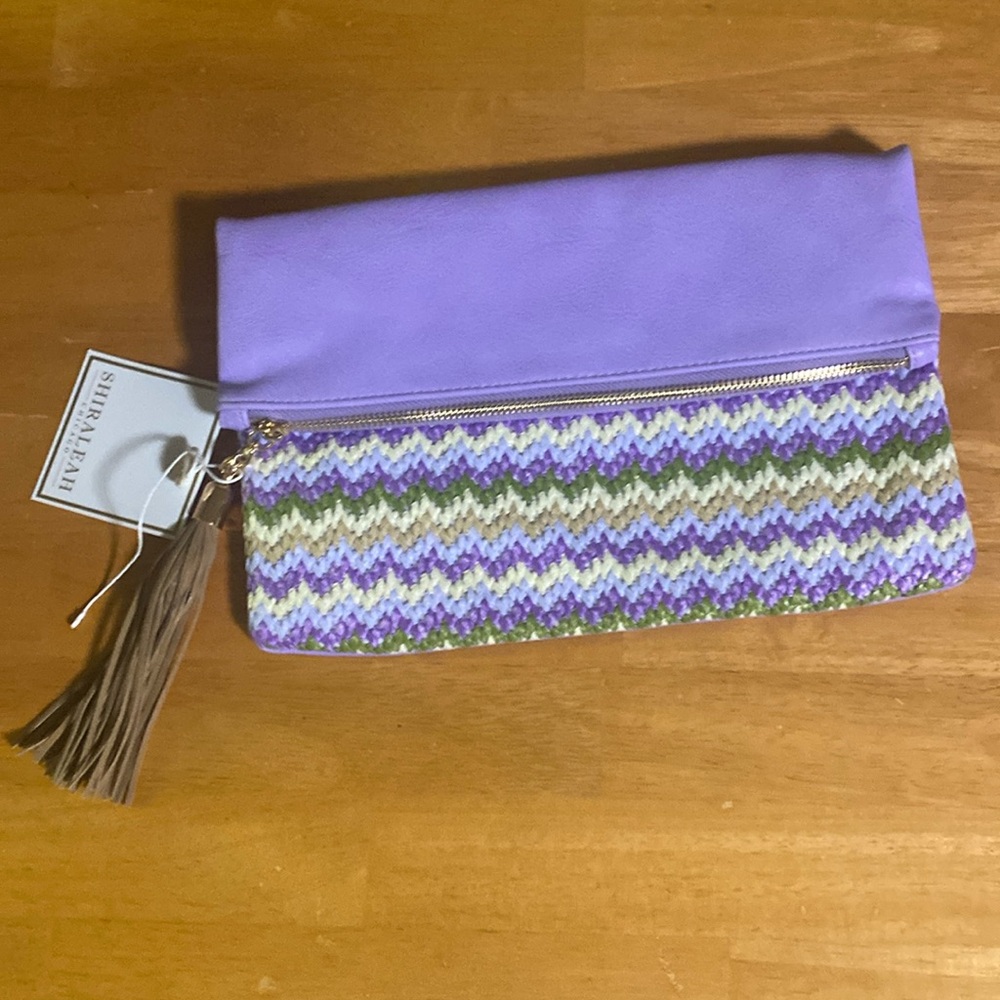 Shiraleah Isla Fold clutch purse NWT Lavender
